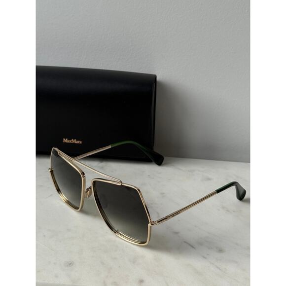 NEW Max Mara MM0102 Petite Elsa Sunglasses Gold Green main image 5